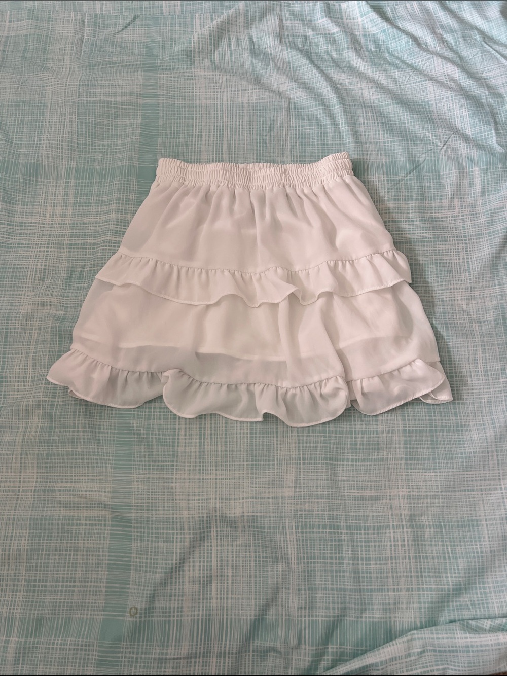 White Ruffle Tiered Mini Skirt